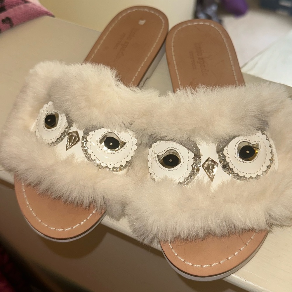 Kate Spade owl slides slippers 6 new